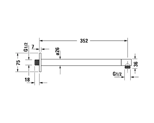 Приобрести Кронштейн для душа 352 мм Duravit UV0670032000 в магазине сантехники Santeh-Crystal.ru