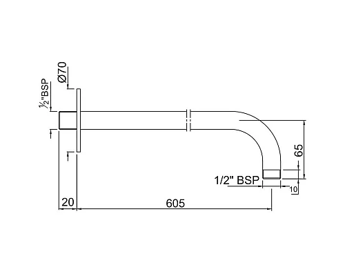 Заказать Кронштейн для верхнего душа 605 мм Jaquar SHA-CHR-479L600 в магазине сантехники Santeh-Crystal.ru