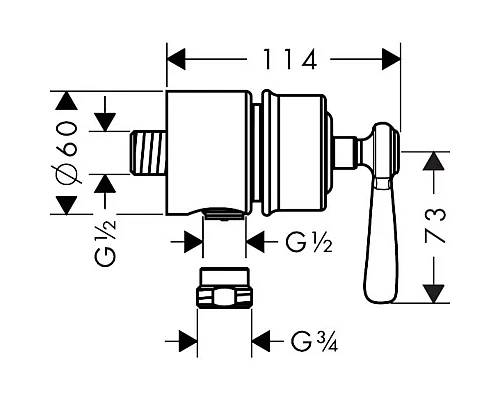 Приобрести Подключение для душевого шланга с запорным вентелем Axor Montreux 16883820 в магазине сантехники Santeh-Crystal.ru