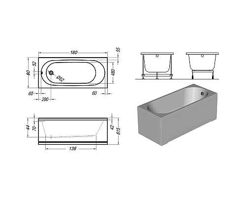 Приобрести Торцевая панель Kolpa San Tamia 80 (1W28F) 565220 в магазине сантехники Santeh-Crystal.ru