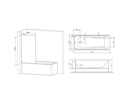 Приобрести Акриловая ванна 150х70 см Am.Pm Gem W90ASET-150W90BS80CT в магазине сантехники Santeh-Crystal.ru