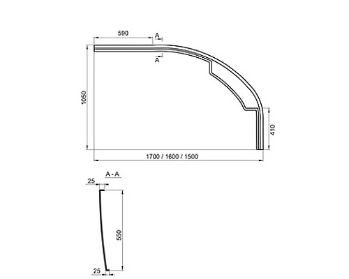 Приобрести Передняя панель A Rosa II P 170 см Ravak CZ41200AN0 в магазине сантехники Santeh-Crystal.ru