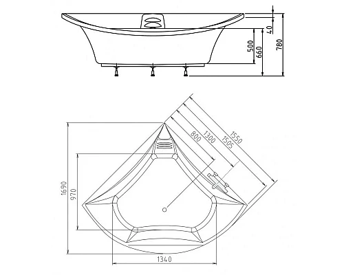 Купить Акриловая ванна 155х155 см Alpen Bermuda 33219 в магазине сантехники Santeh-Crystal.ru