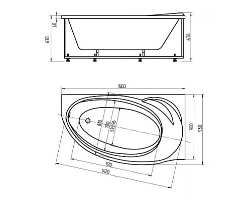 Купить Акриловая гидромассажная ванна 150х95 см правая пневматическое управление премиум форсунки Aquatek Бетта-150 в магазине сантехники Santeh-Crystal.ru