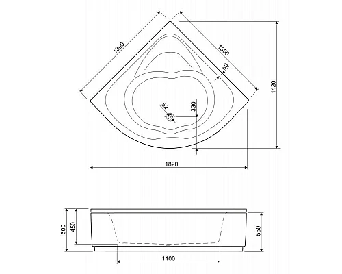 Приобрести Акриловая ванна 130х130 см Cezares Cetina CETINA-130-130-41 в магазине сантехники Santeh-Crystal.ru
