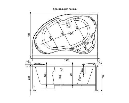 Заказать Акриловая ванна 158,8,x98,9 см левая Aquanet Capri 00205476 в магазине сантехники Santeh-Crystal.ru