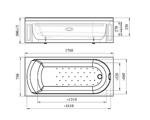Приобрести Акриловая ванна 170х75 см Radomir Аврора 0-01-0-0-0-981 в магазине сантехники Santeh-Crystal.ru
