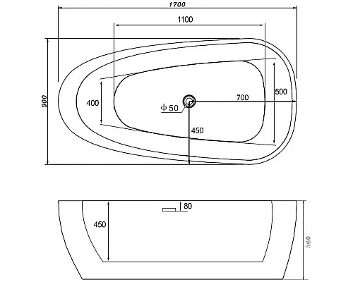 Приобрести Акриловая ванна 170х90 см Abber AB9210 в магазине сантехники Santeh-Crystal.ru