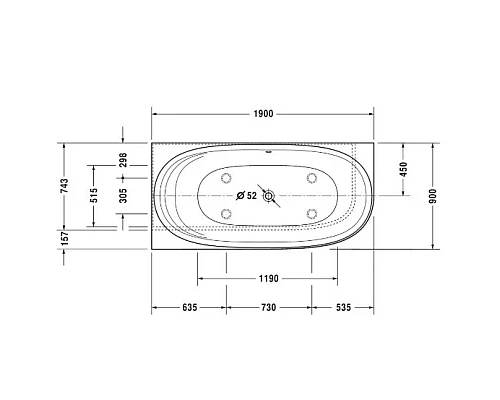Приобрести Акриловая ванна 190х90 см L Duravit Cape Cod 700362000000000 в магазине сантехники Santeh-Crystal.ru