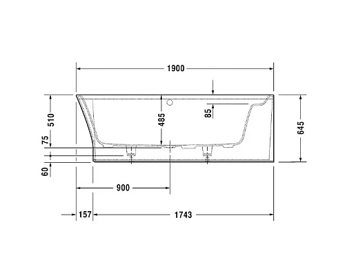 Купить Акриловая ванна 190х90 см R Duravit Cape Cod 700363000000000 в магазине сантехники Santeh-Crystal.ru
