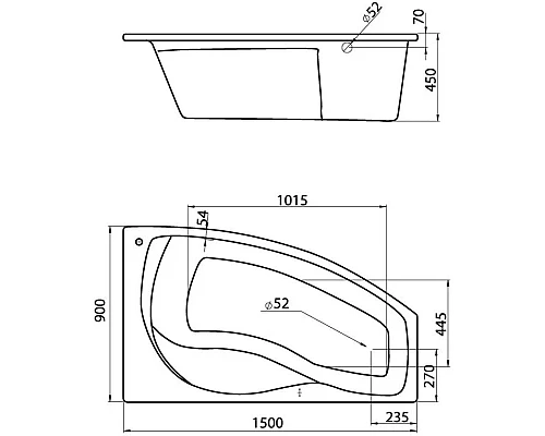 Купить Акриловая ванна 150х90 см R Santek Майорка 1.WH11.1.985 в магазине сантехники Santeh-Crystal.ru