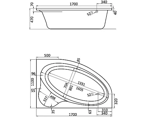 Заказать Акриловая ванна 170х110 см R Santek Эдера 1.WH11.1.994 в магазине сантехники Santeh-Crystal.ru