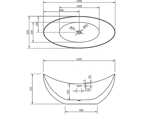 Приобрести Акриловая ванна 180х80 см Abber AB9333Gold в магазине сантехники Santeh-Crystal.ru