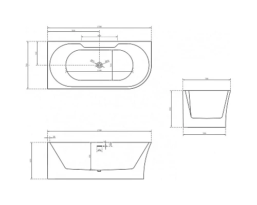 Приобрести Акриловая ванна 170х78 см L Abber AB9335-1.7 L в магазине сантехники Santeh-Crystal.ru