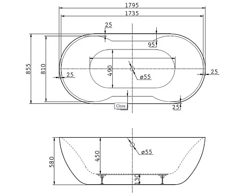 Заказать Акриловая ванна 179,5х85,5 см BelBagno BB28 в магазине сантехники Santeh-Crystal.ru