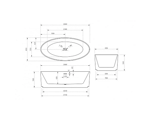 Заказать Акриловая ванна 180х80 см Abber AB9441-1.8 в магазине сантехники Santeh-Crystal.ru