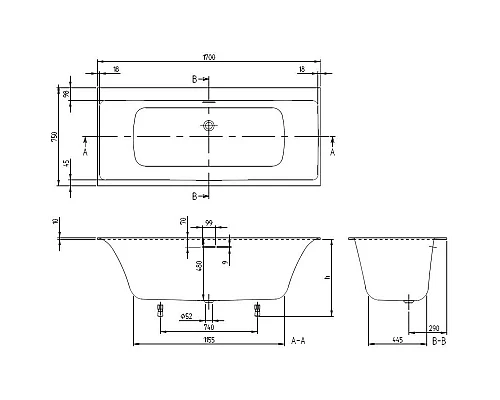 Купить Квариловая ванна 170х75 см альпийский белый Villeroy & Boch Subway 3.0 UBQ170SBW2DV-01 в магазине сантехники Santeh-Crystal.ru