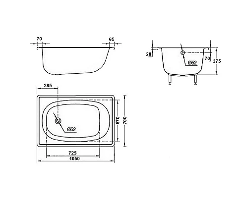 Заказать Стальная ванна 105х70 см BLB Europa Mini B15ESLS в магазине сантехники Santeh-Crystal.ru
