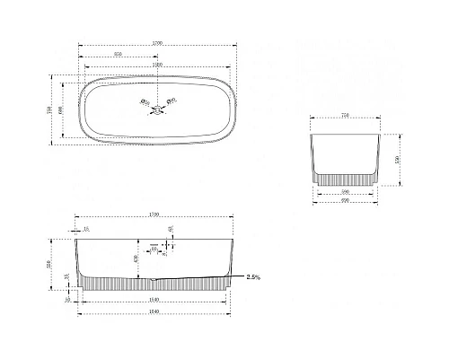 Купить Ванна из литого мрамора 170х75 см Abber Stein AS9601 в магазине сантехники Santeh-Crystal.ru