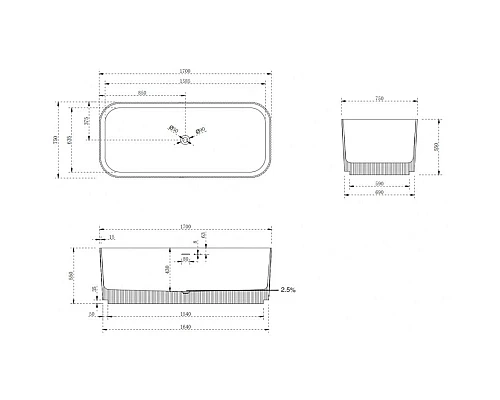 Заказать Ванна из литого мрамора 170х75 см Abber Stein AS9663 в магазине сантехники Santeh-Crystal.ru