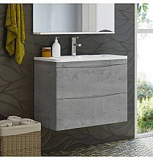 Атлантик - 80 Тумба подвесная с 2 ящ. закруг. края серый камень