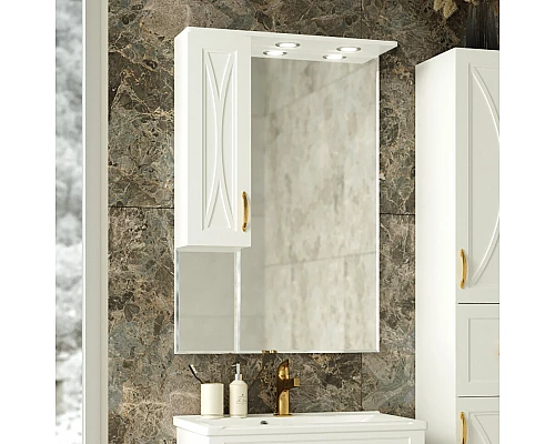 Приобрести Амбра - 70 зеркало-шкаф лев. (свет) в магазине сантехники Santeh-Crystal.ru