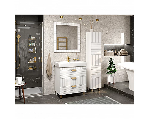 Приобрести GLOSTER - 80 Тумба с 3 ящ. напольная, белый в магазине сантехники Santeh-Crystal.ru