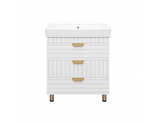 Приобрести GLOSTER - 80 Тумба с 3 ящ. напольная, белый в магазине сантехники Santeh-Crystal.ru