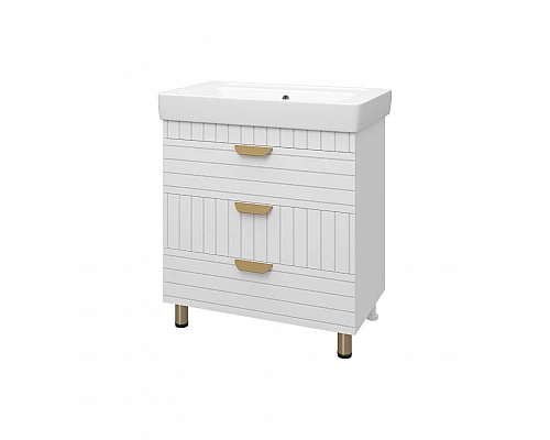 Приобрести GLOSTER - 80 Тумба с 3 ящ. напольная, белый в магазине сантехники Santeh-Crystal.ru