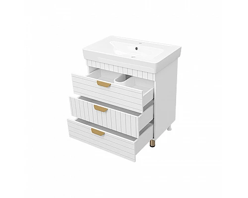 Приобрести GLOSTER - 80 Тумба с 3 ящ. напольная, белый в магазине сантехники Santeh-Crystal.ru
