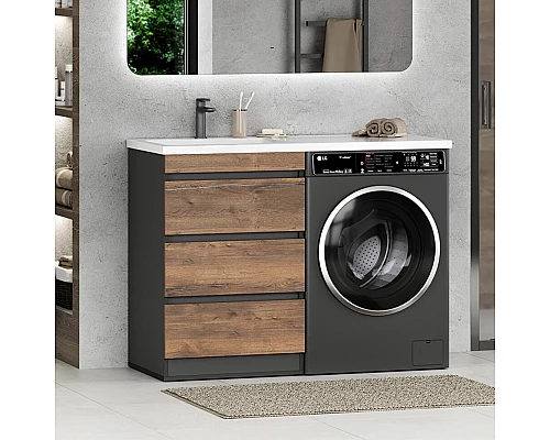 Приобрести Коломбо - 60 Тумба под стиральную машину напольная 3 ящ. / раковина левая в магазине сантехники Santeh-Crystal.ru
