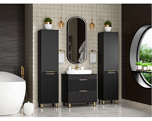 Заказать ENFIDA - 70 Тумба напольная 2 ящ. черная мат. эмаль (Энфида) в магазине сантехники Santeh-Crystal.ru