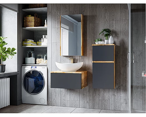 Купить Ива - 40 Полупенал подвесной комбин. Графит пленка О в магазине сантехники Santeh-Crystal.ru