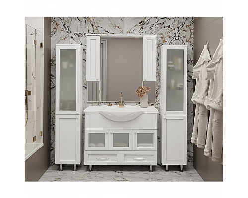 Приобрести Латте - 35 Пенал правый белая эмаль в магазине сантехники Santeh-Crystal.ru