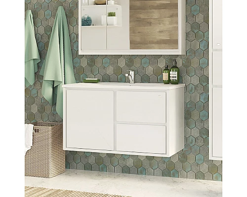 Заказать Барселона - 90 Тумба подвесная с 3 ящ. белая эмаль в магазине сантехники Santeh-Crystal.ru