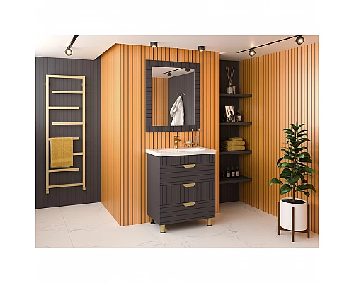 Купить GLOSTER - 60 Тумба с 3 ящ. напольная, графит в магазине сантехники Santeh-Crystal.ru