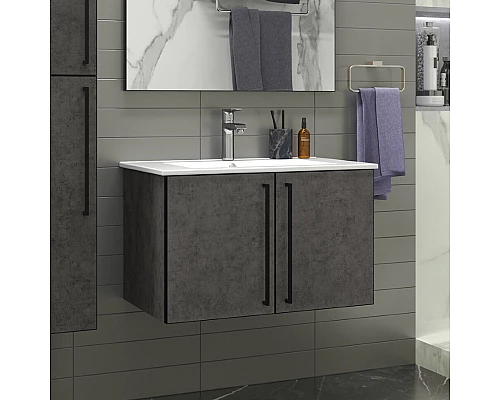 Приобрести ROCK - 75 Тумба прямая подвесная темно-серый (Чикаго) ЛДСП в магазине сантехники Santeh-Crystal.ru