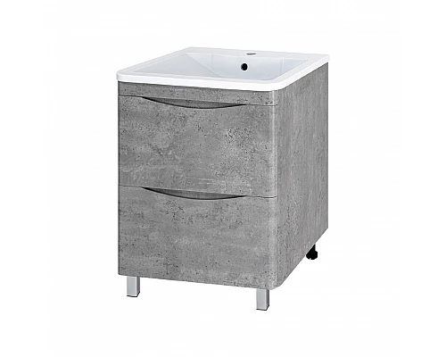 Купить Атлантик -100 Тумба напольная  с 2 ящ. закруг. края серый камень в магазине сантехники Santeh-Crystal.ru