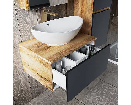 Заказать Ива - 70 Тумба подвесная Графит пленка 1 ящ в магазине сантехники Santeh-Crystal.ru