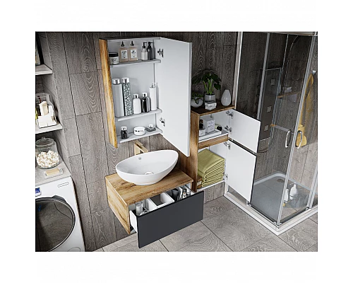 Заказать Ива - 70 Тумба подвесная Графит пленка 1 ящ в магазине сантехники Santeh-Crystal.ru