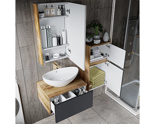 Заказать Ива - 90 Тумба подвесная Графит пленка 1 ящ в магазине сантехники Santeh-Crystal.ru