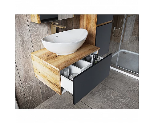 Заказать Ива - 90 Тумба подвесная Графит пленка 1 ящ в магазине сантехники Santeh-Crystal.ru