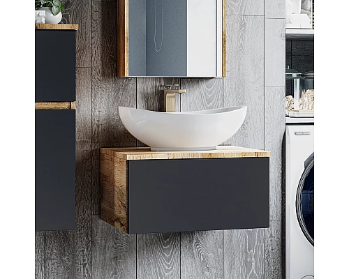 Заказать Ива - 90 Тумба подвесная Графит пленка 1 ящ в магазине сантехники Santeh-Crystal.ru