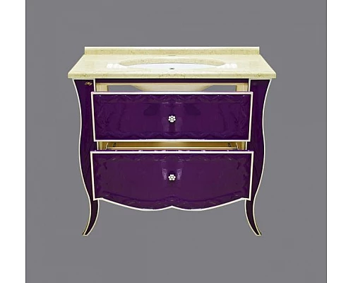 Приобрести Анжелика -100 Тумба сиреневая сусальное серебро с 2 ящ./столешница в магазине сантехники Santeh-Crystal.ru