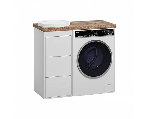 Приобрести GRAFIT - 40 Тумба напольная 3 ящ. БЕЛАЯ под стиральную машину ПВХ в магазине сантехники Santeh-Crystal.ru