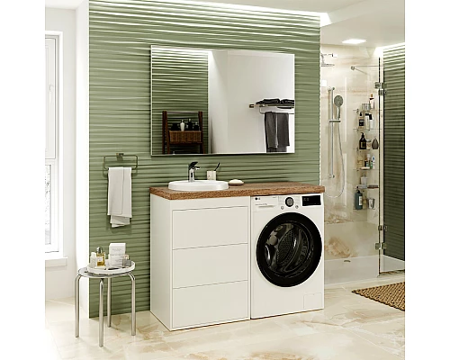 Приобрести GRAFIT - 40 Тумба напольная 3 ящ. БЕЛАЯ под стиральную машину ПВХ в магазине сантехники Santeh-Crystal.ru