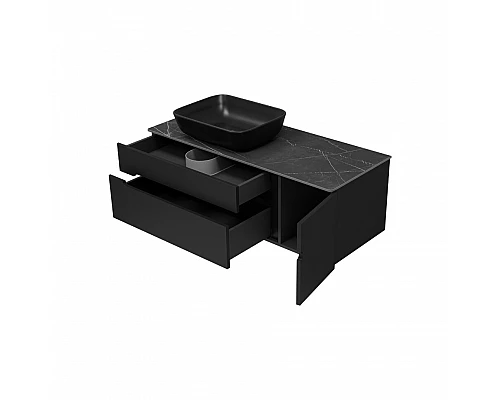 Купить Роял -120 Тумба подвесная с 2 ящ. 1 дв. черный в магазине сантехники Santeh-Crystal.ru