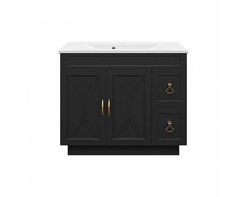 Купить Амбра -100 Тумба черная матовая с 2 ящ. в магазине сантехники Santeh-Crystal.ru