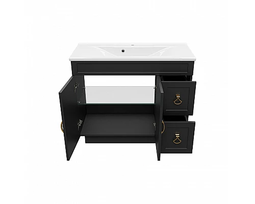 Купить Амбра -100 Тумба черная матовая с 2 ящ. в магазине сантехники Santeh-Crystal.ru