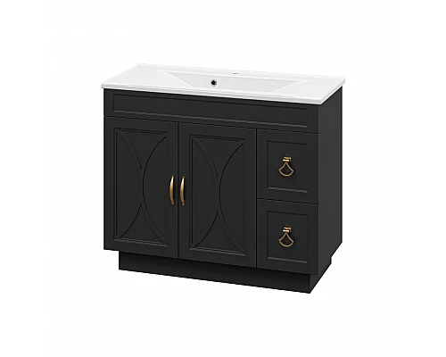 Купить Амбра -100 Тумба черная матовая с 2 ящ. в магазине сантехники Santeh-Crystal.ru